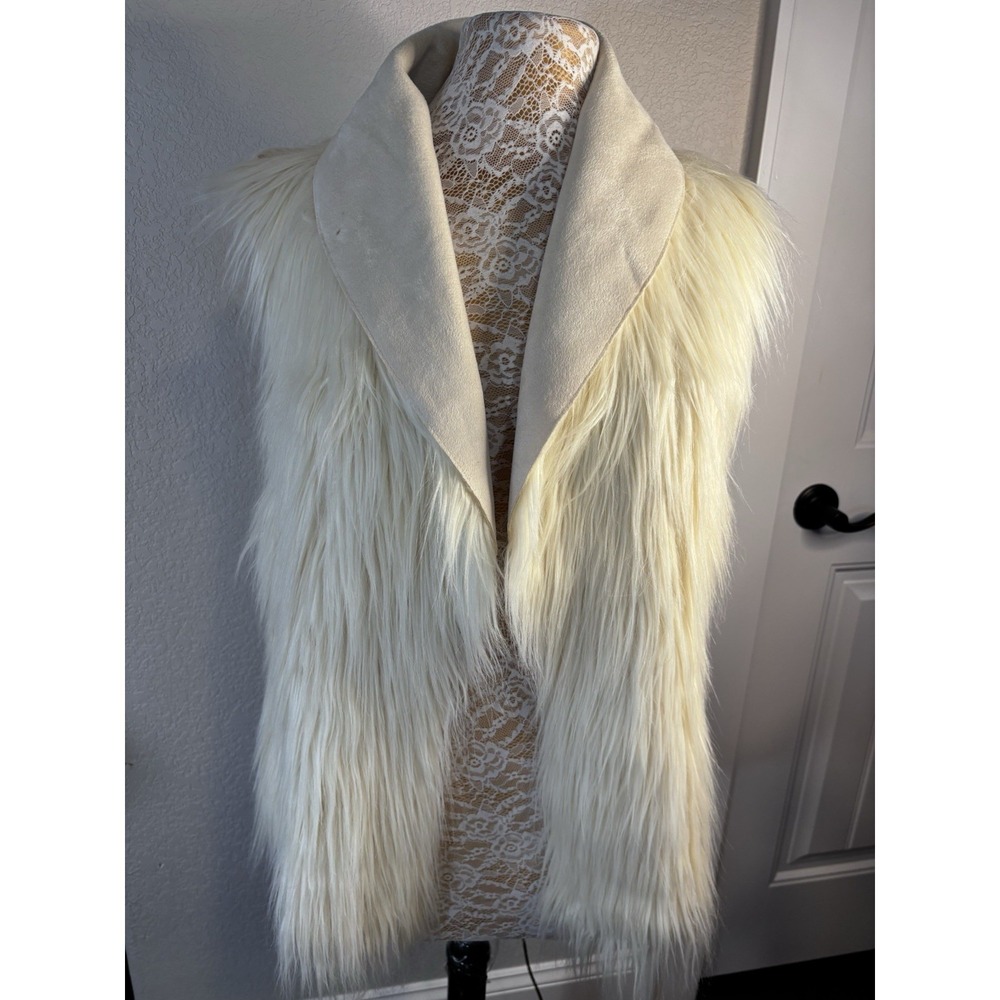 Sisters Long Shaggy Ivory Faux Fur‎ Vest Long Line Shag S Warm Cozy Boho Hippie
